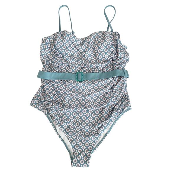 CUPSHE One Piece Square Neck Ruched Belted - Size Extra Large - Picture 5 of 8